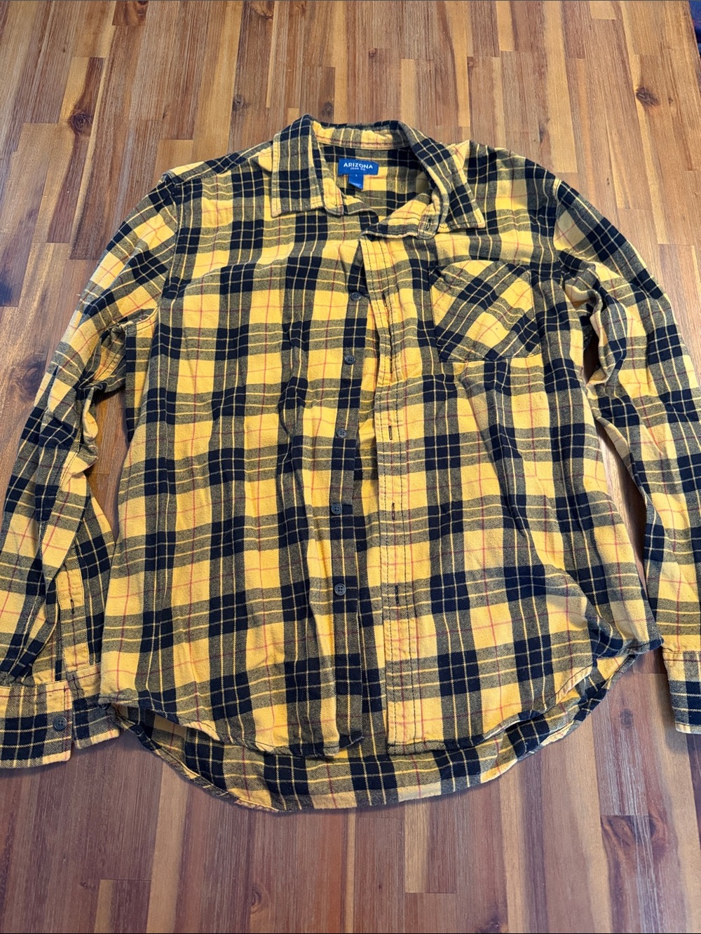 Men's Yellow and Black Plaid Flannel Shirt